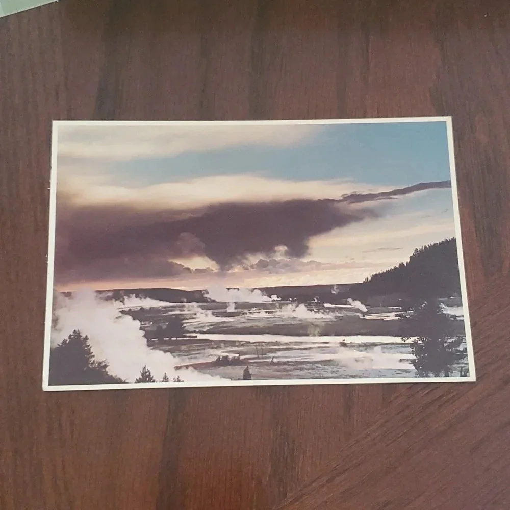 Postcard Midway Geyser Basin at Sunset in Yellowstone National Park, Wyoming